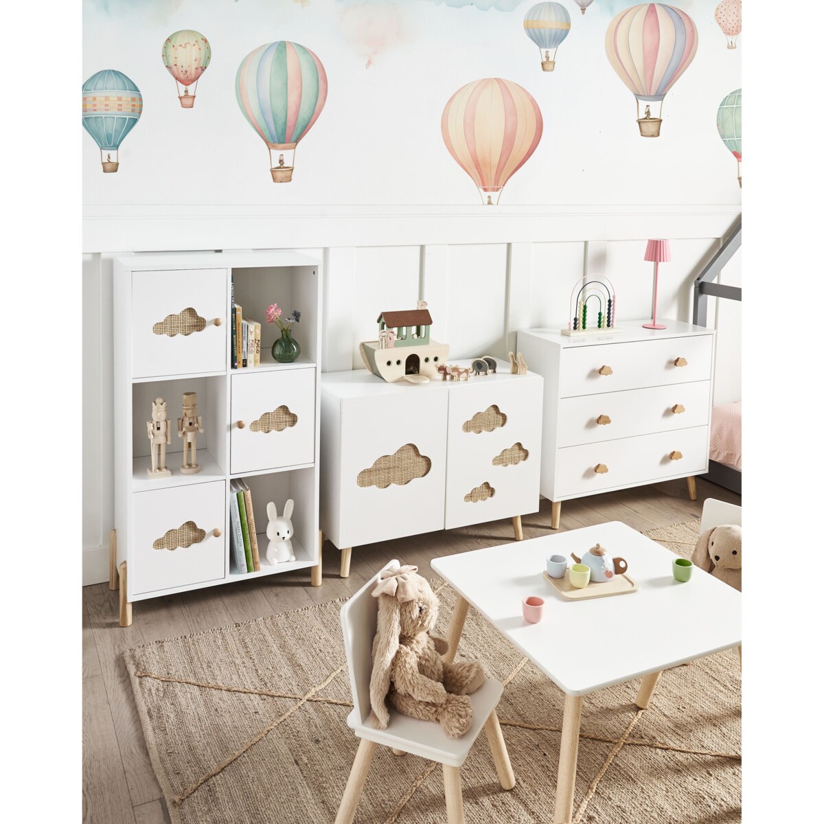 Regał jasne drewno z białym CLOUDY