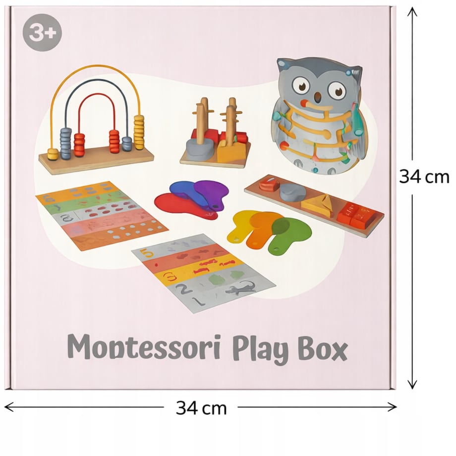 Układanka Montessori GrowPlay - drewniany sorter, kształty, nauka liczenia i kolorów, labirynt, zestaw edukacyjny