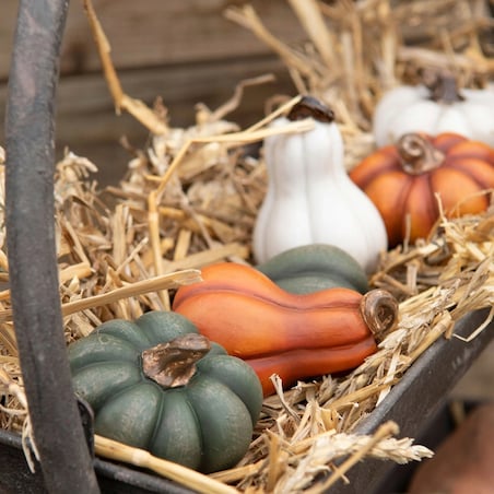 FIGURKA DYNIA OZDOBNA NA JESIEŃ HALLOWEEN DO DOMU OGRODU BIAŁA MAŁA 2 SZT.