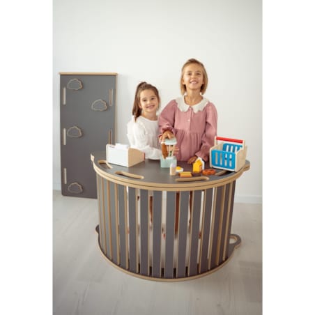 3w1 DUŻY bujak montessori + DUŻA zjeżdżalnia CHMURKI + blat - szary