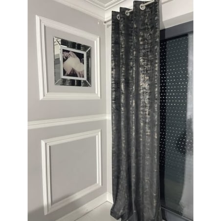 Zasłona ze złotymi przetarciami 140x250 cm na przelotkach | czarny ze złotem