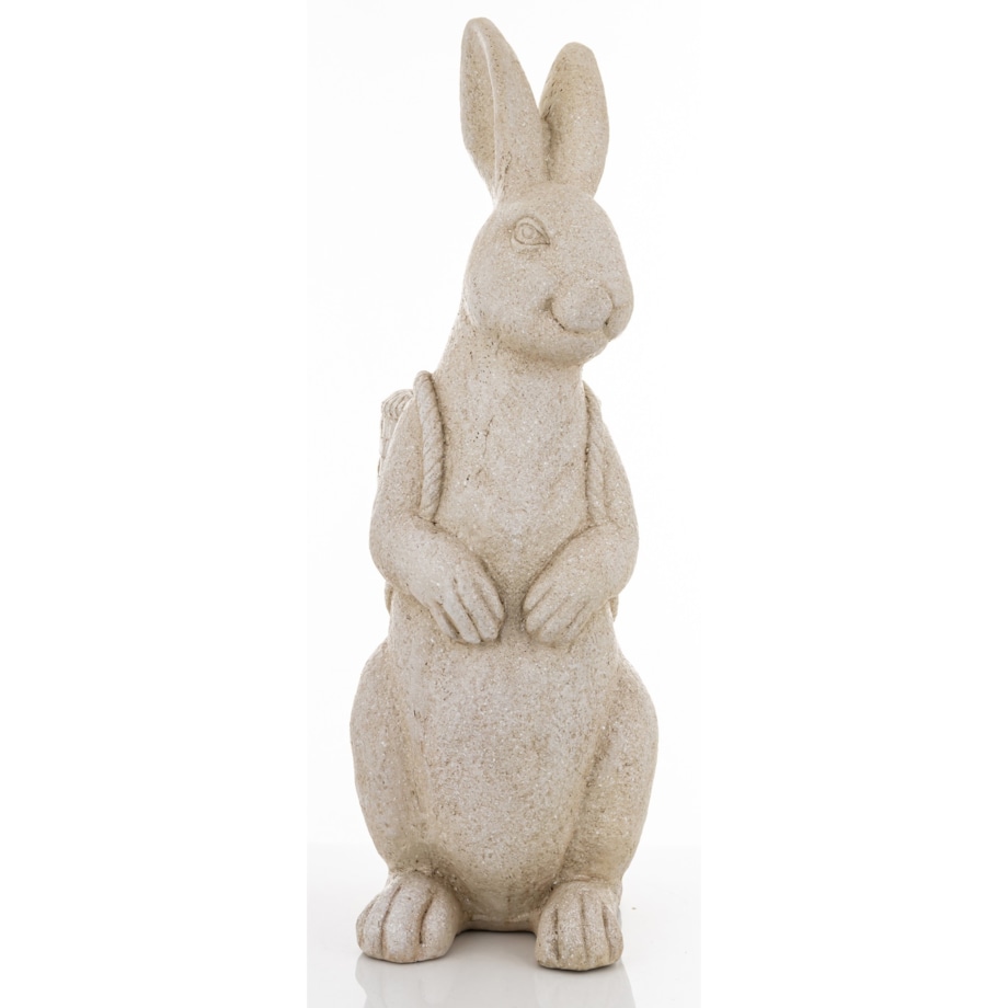 Figurka- duży królik z koszykiem na plecach 77x25x38 cm szary