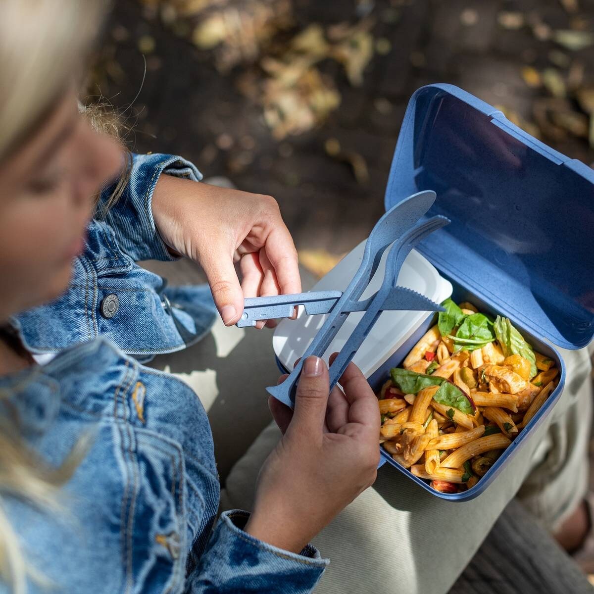 Zestaw sztućców KLIKK ORGANIC, sprytny sposób składania, 3 elementy, KOZIOL