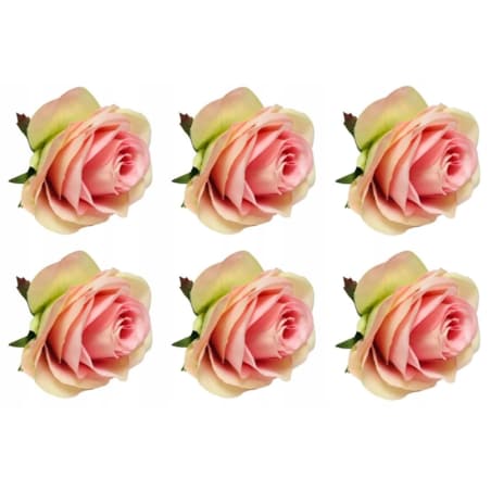 SZTUCZNE KWIATY DO BUKIETU wiązanki stroika RÓŻA RÓŻOWO ZIELONA święta 6szt