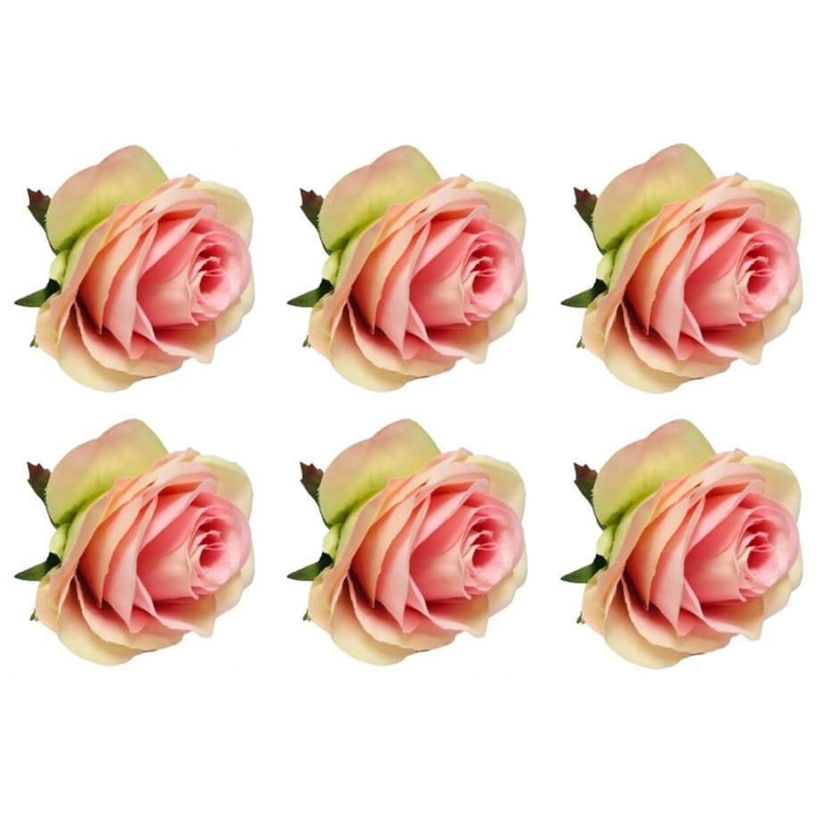 SZTUCZNE KWIATY DO BUKIETU wiązanki stroika RÓŻA RÓŻOWO ZIELONA święta 6szt