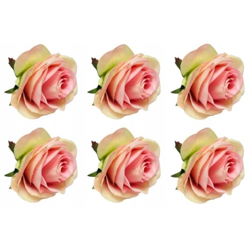 SZTUCZNE KWIATY DO BUKIETU wiązanki stroika RÓŻA RÓŻOWO ZIELONA święta 6szt