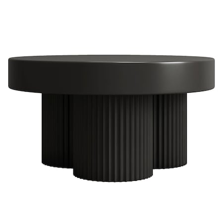 Okrągły stolik kawowy czarny ryflowany 70 cm