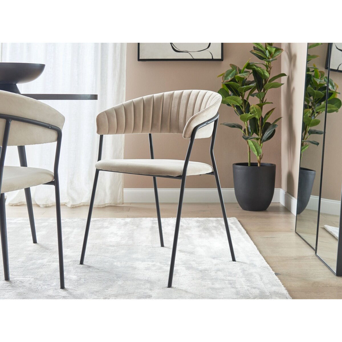 2 krzesła do jadalni welurowe beżowoszare MARIPOSA