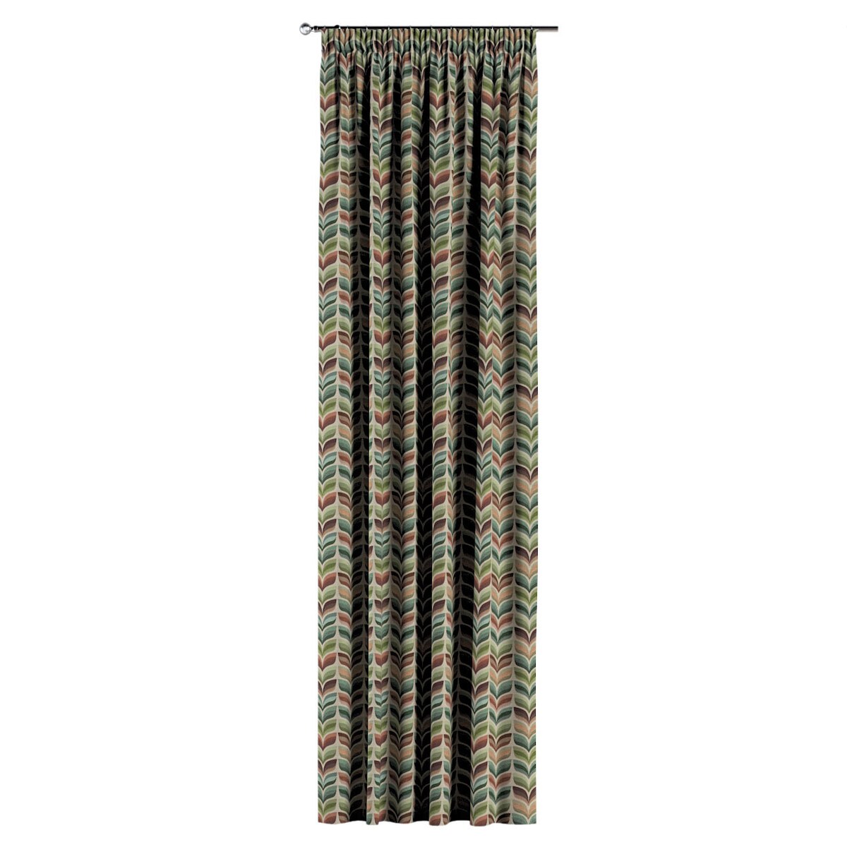 Zasłona na taśmie marszczącej 1 szt. 130x260 zielono-beżowy motyw roślinny