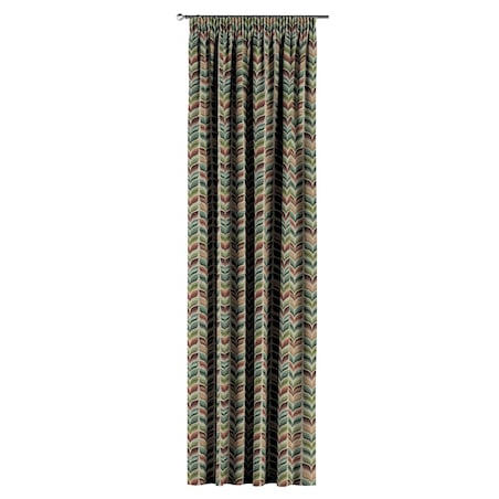 Zasłona na taśmie marszczącej 1 szt. 130x260 zielono-beżowy motyw roślinny