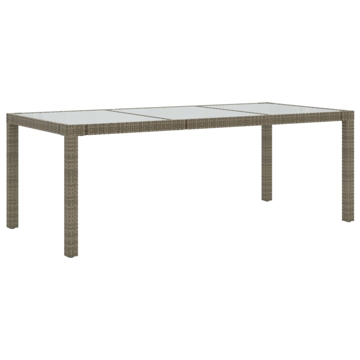 vidaXL Stół ogrodowy, szary, 190x90x75 cm, szkło hartowane i rattan PE