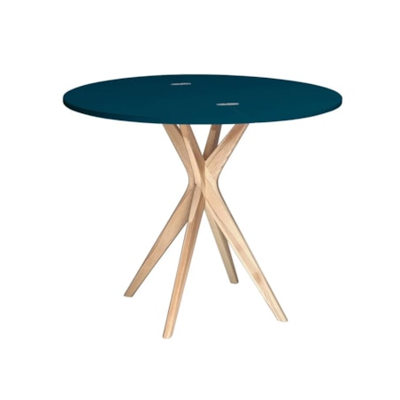 Stół półokrągły CUTTI 90x90 rozkładany petrol blue/jesion