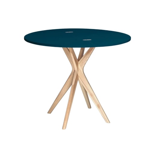 Stół półokrągły CUTTI 90x90 rozkładany petrol blue/jesion