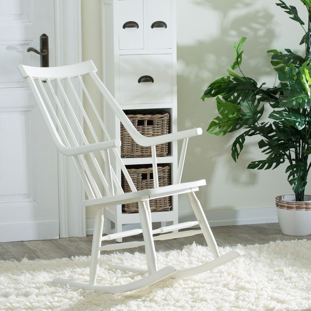 Fotel bujany Henry white, 54 x 44 x 114 cm