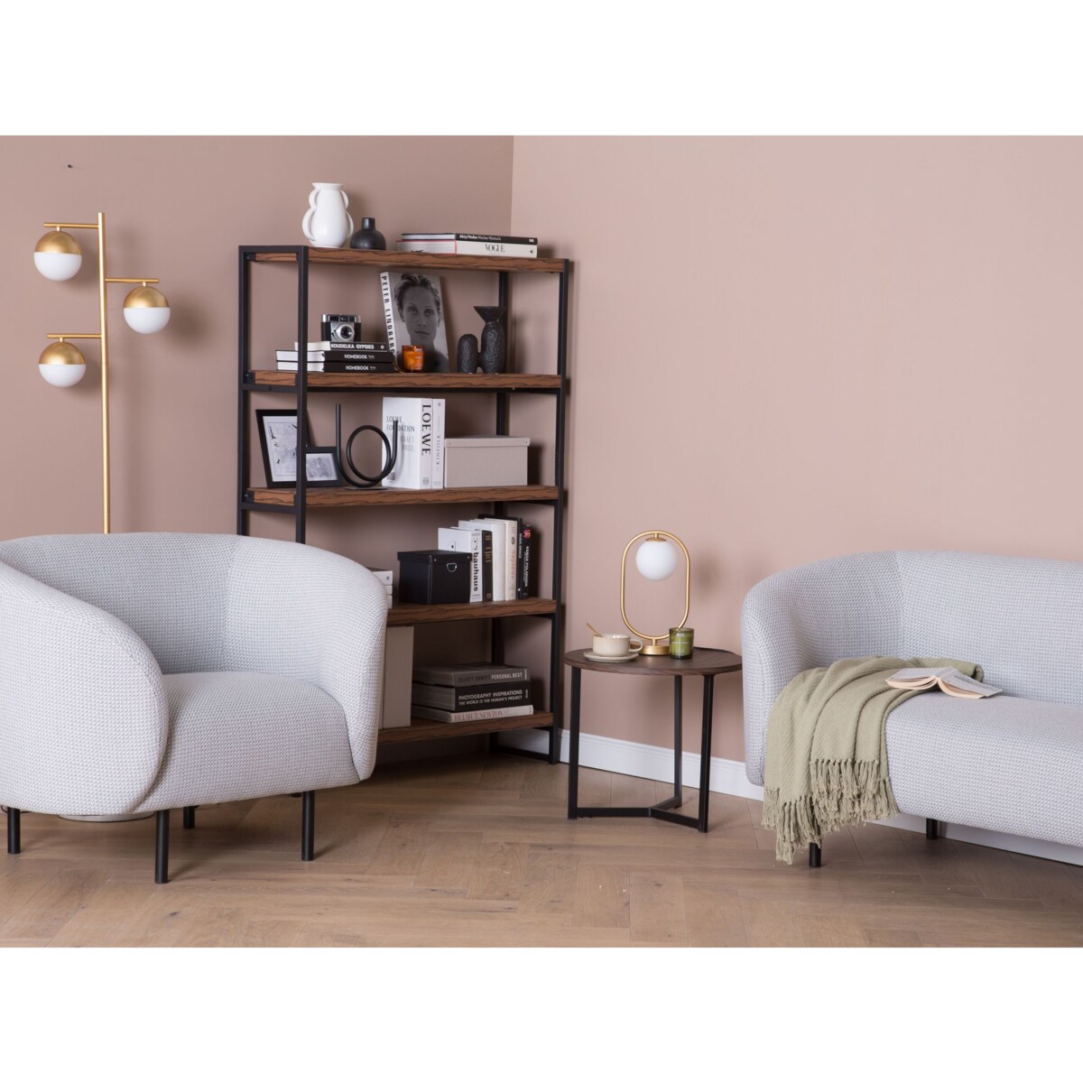 Sofa dwuosobowa tapicerowana czarno-biała LOEN