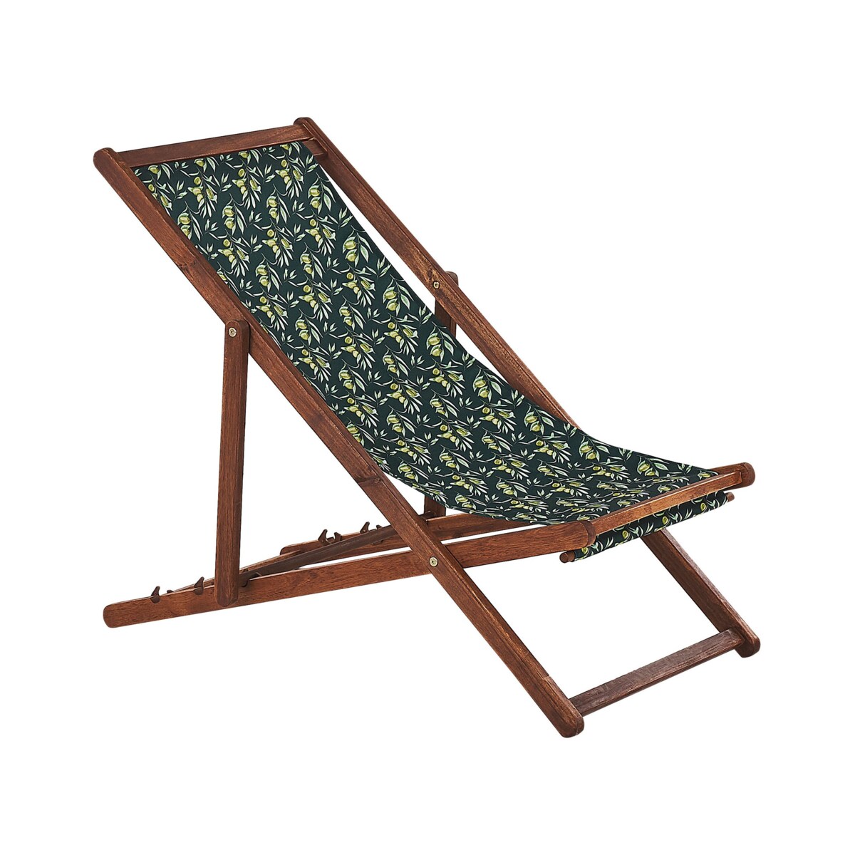 Zestaw 2 leżaków ogrodowych ciemne drewno akacjowe wzór w oliwki ANZIO
