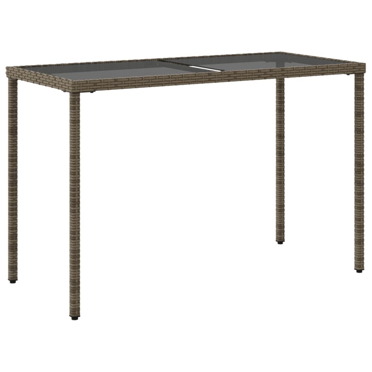 vidaXL Stół ogrodowy ze szklanym blatem, szary, 115x54x74cm, rattan PE