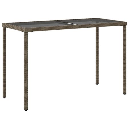 vidaXL Stół ogrodowy ze szklanym blatem, szary, 115x54x74cm, rattan PE