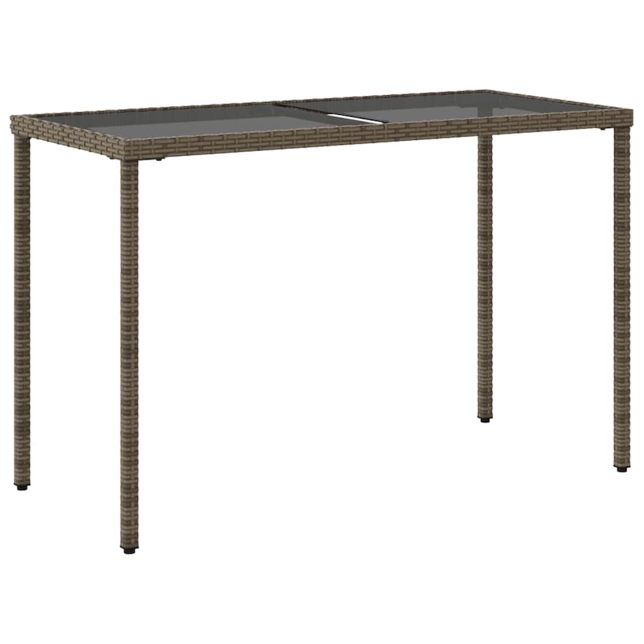 vidaXL Stół ogrodowy ze szklanym blatem, szary, 115x54x74cm, rattan PE