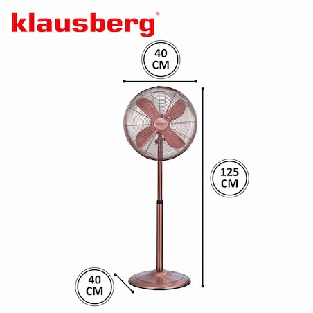 Wentylator stojący podłogowy 40cm 50W metalowy Rose Gold KLAUSBERG
