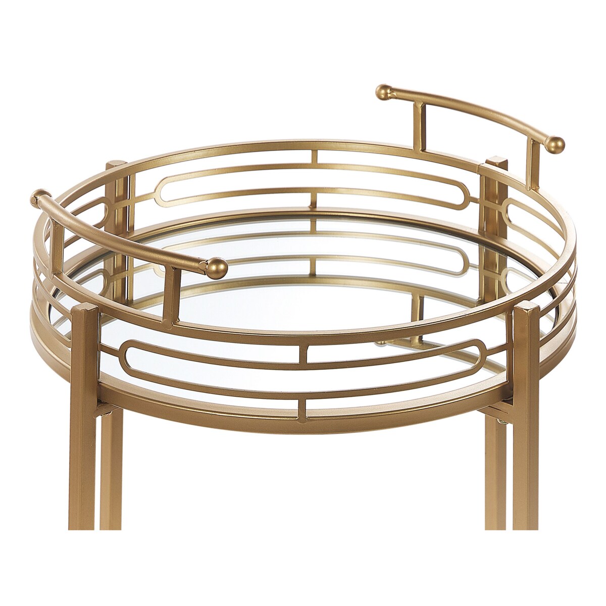 Metalowy wózek kuchenny 2-poziomowy z lustrzanym blatem złoty FARLEY