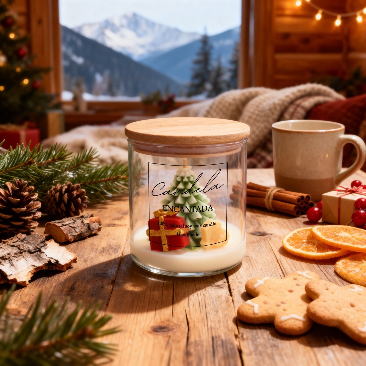 Świąteczna ŚWIECA sojowa ZAPACHOWA świeczka CHOINKA na prezent CHRISTMAS