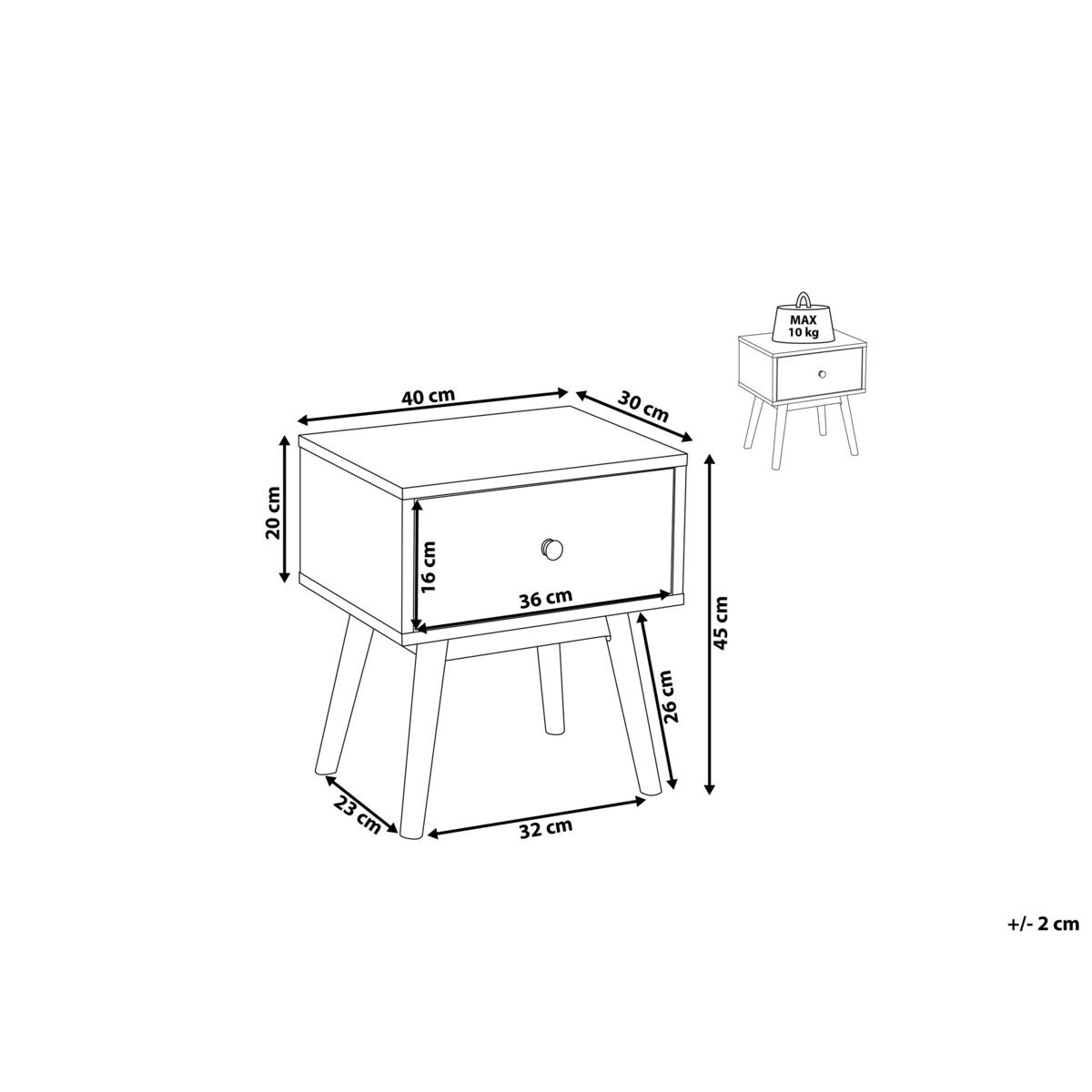 Szafka nocna jasne drewno z szarym ARVADA