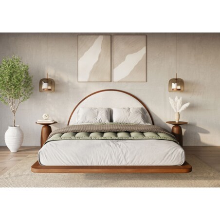 Łóżko lewitujące drewniane bukowe Visby MOMOKO / 120x200 cm, kolor orzech