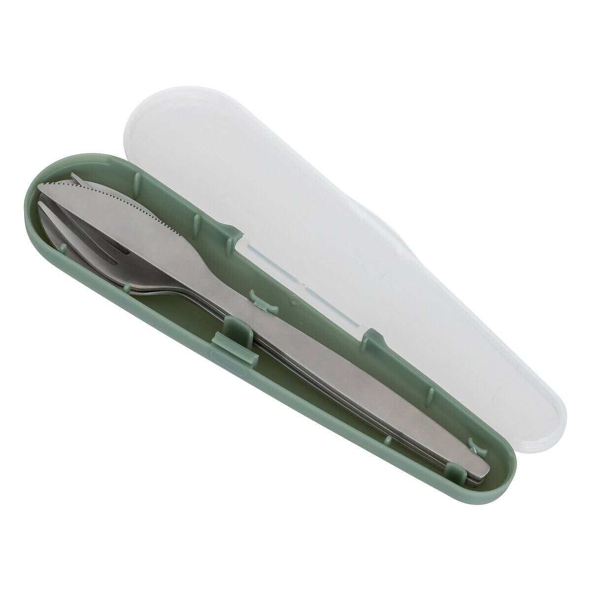 Sztućce turystyczne w etui: widelec, łyżka, nóż ze stali nierdzewnej