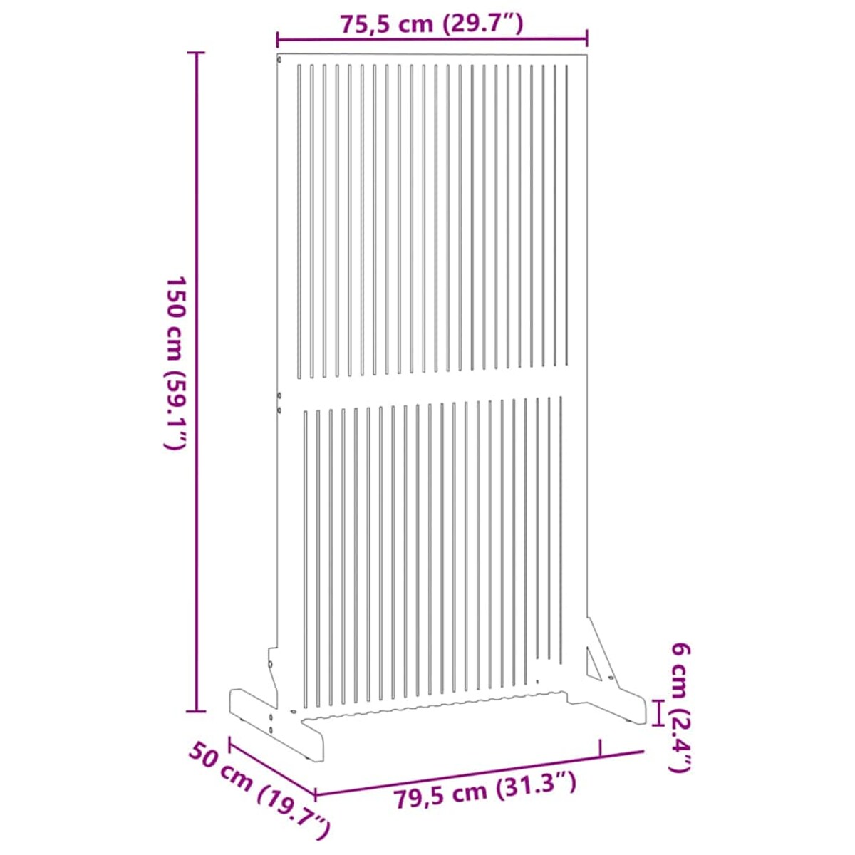 vidaXL Ekran prywatności Brązowy 79,5 x 50 x 150 cm