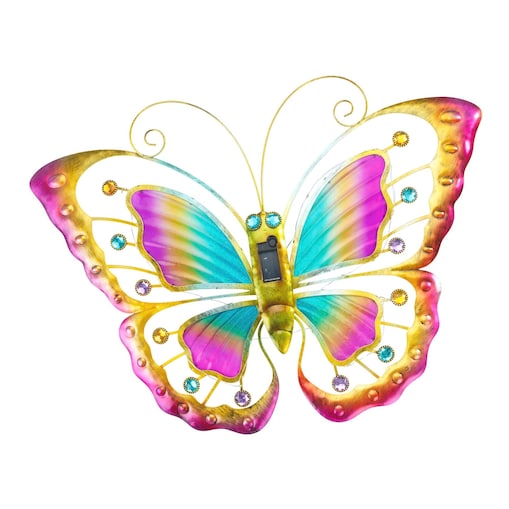 Ozdoba ogrodowa na ścianę, motyl solarny LED, 54 x 40 cm