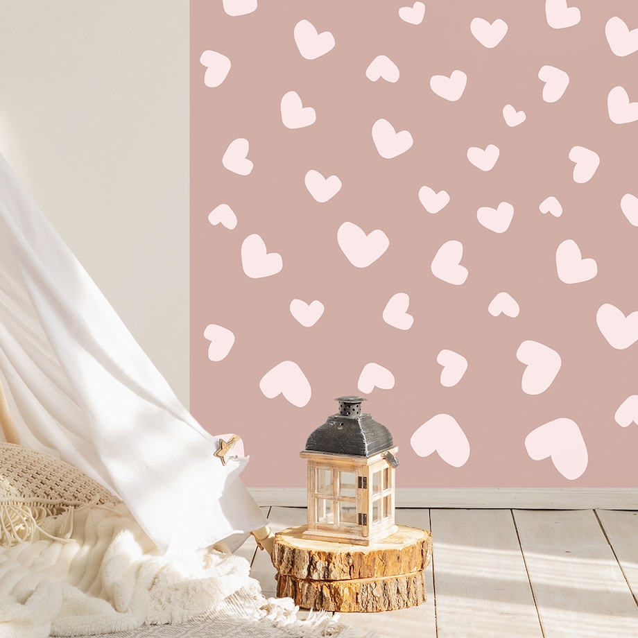 Naklejka na ścianę łuk różowy vintage - serca XXL