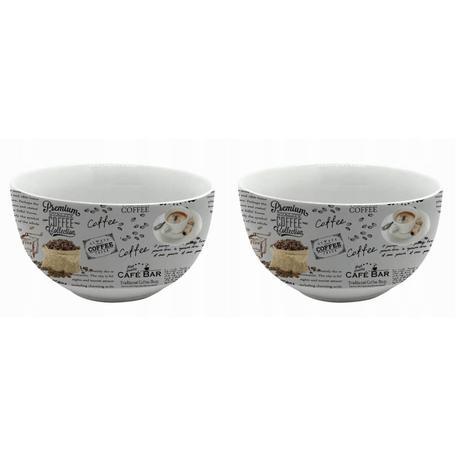 MISKA miseczka na preznt gift śniadanie zupę WZÓR kawa 2 szt komplet