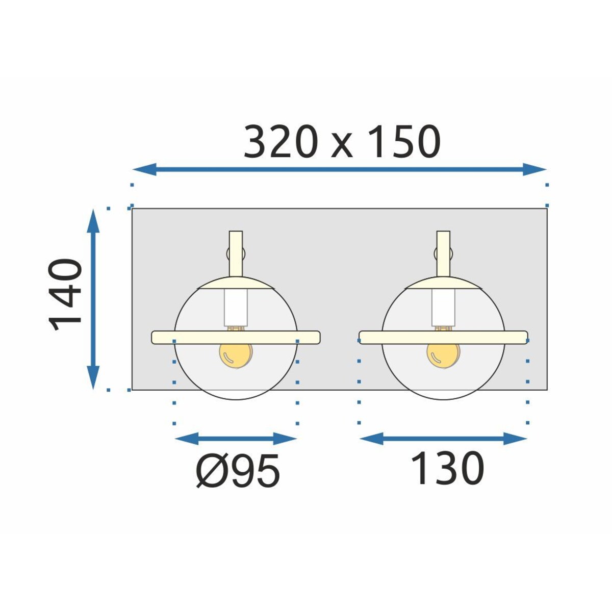 Kinkiet App1221-2W Czarny, Metal
