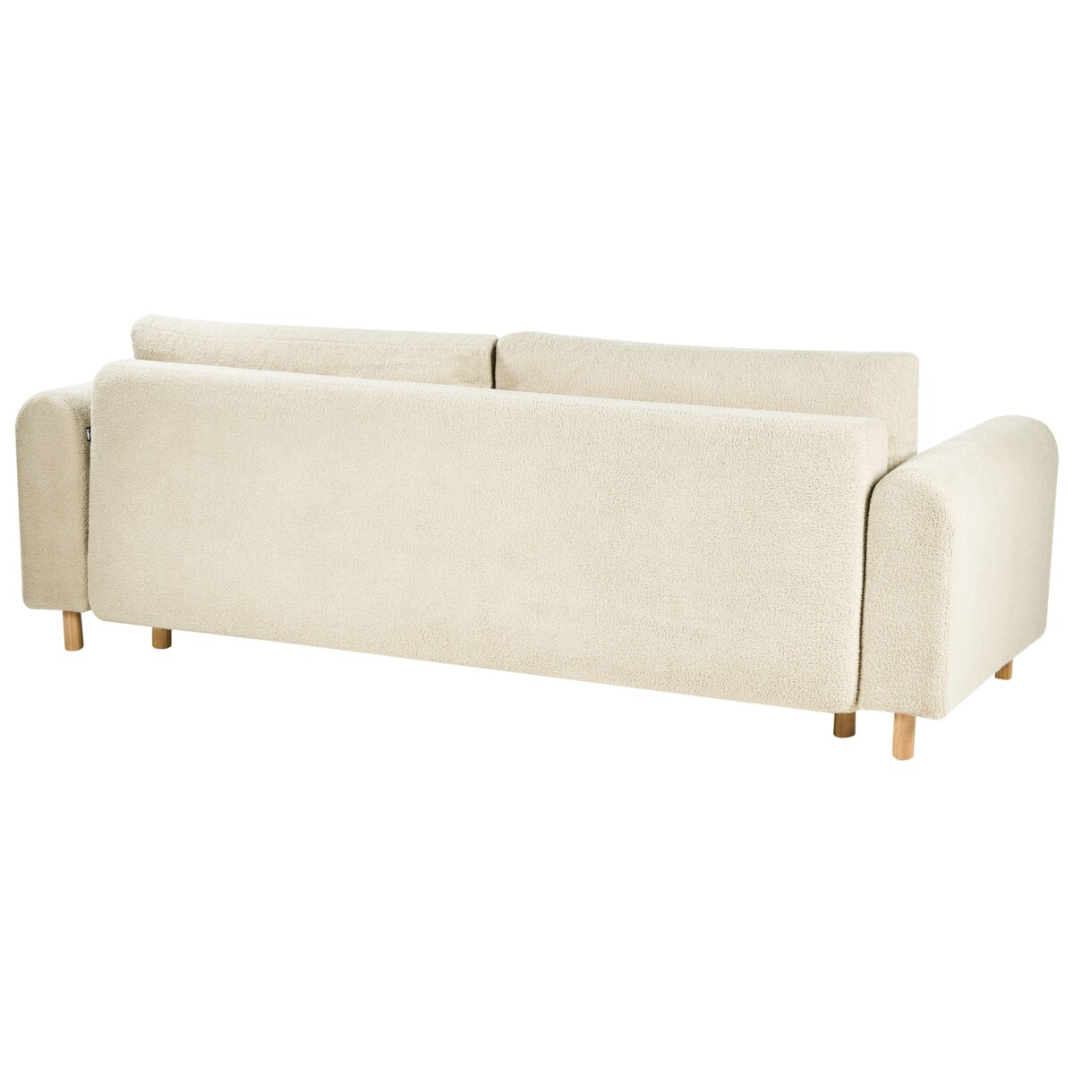 Sofa rozkładana dla 3 osób KVAM Boucle Złamana biel ze schowkiem