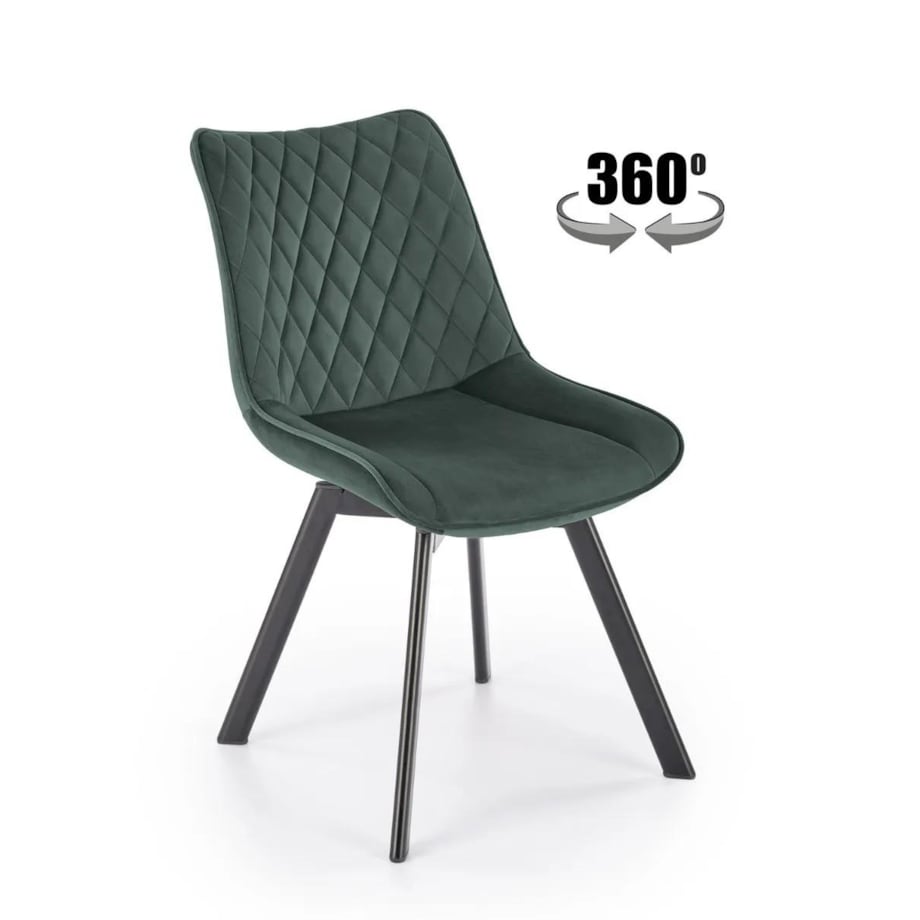 Krzesło tapicerowane K520 VELVET zielone obracane
