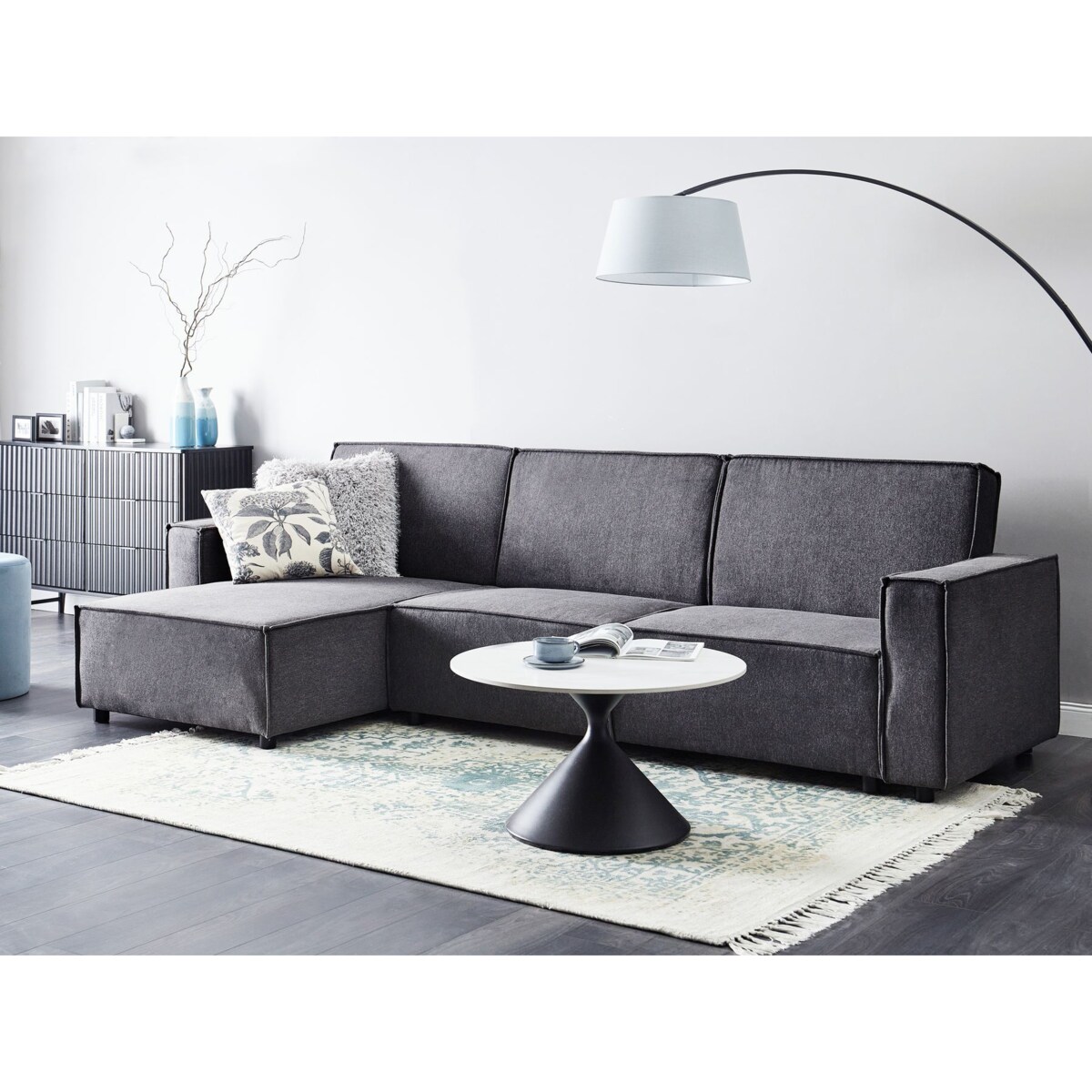 Narożnik prawostronny rozkładany grafitowy ROMEDAL II