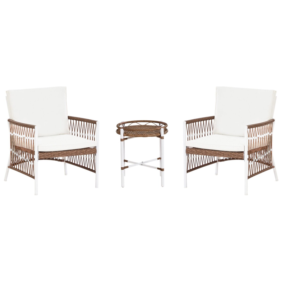 Zestaw mebli balkonowych z poduszkami LEVICO Metal Biały