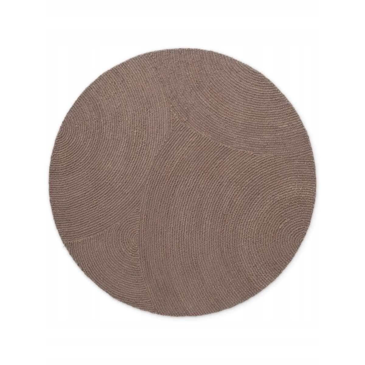 Dywan okrągły wełniany do salonu 120cm, brązowy wzór w półkola, efekt 3d