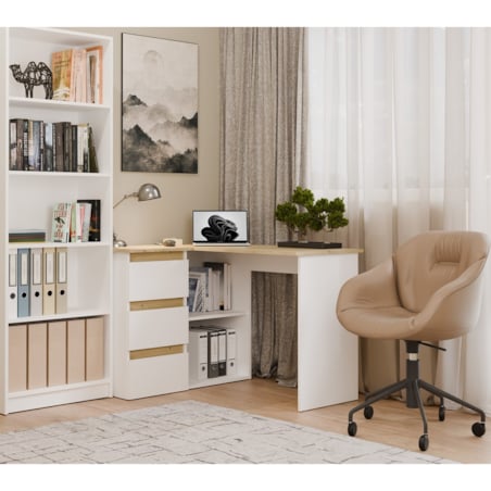 Biurko narożne Nicea lewe dąb artisan/biel 120x48,5x75 1 szt.