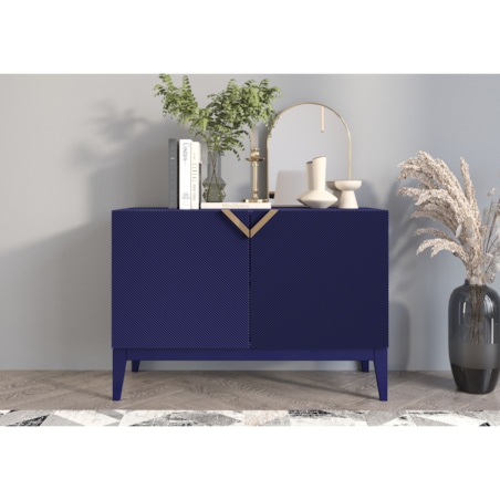 Drewniana komoda Visby DEMI LONG 2D / kolor granat szlachetny / szer. 100,5 cm