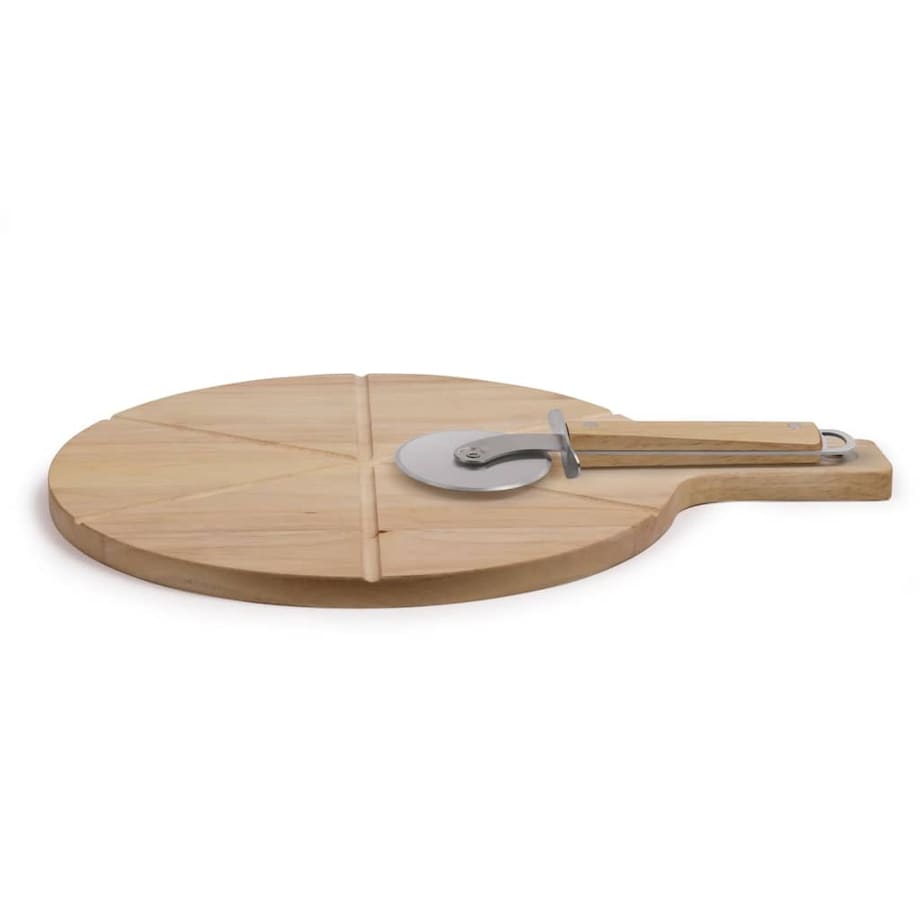 Livoo Zestaw do krojenia pizzy, 30 cm, drewniany