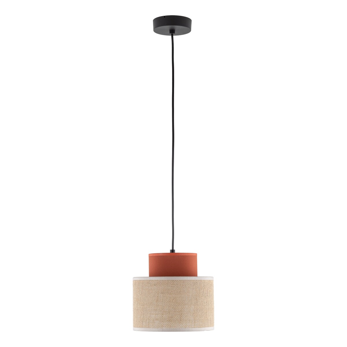 Lampa wisząca TK Lighting DUO JUTA BROWN 2785 czarno-beżowa E27 regulowana, jutowy klosz do salonu i jadalni