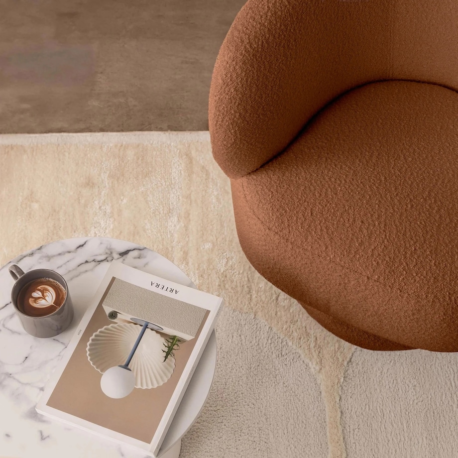 Fotel obrotowy 80x72x70 cm bouclé Nalf - V miedziany