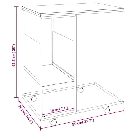 vidaXL Stolik boczny na kółkach, biały, 55x36x63,5 cm