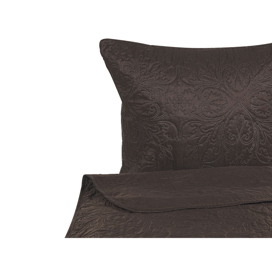 Komplet narzuta z poduszkami tłoczony 200 x 220 cm brązowy RAYEN
