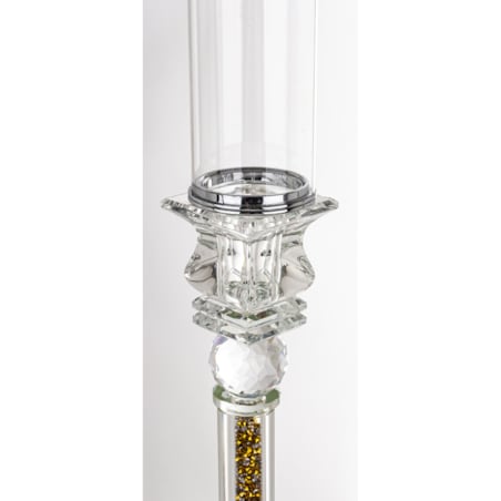 Świecznik szklany na 1 świecę z kloszem 90x9x9 cm RURKA złoty