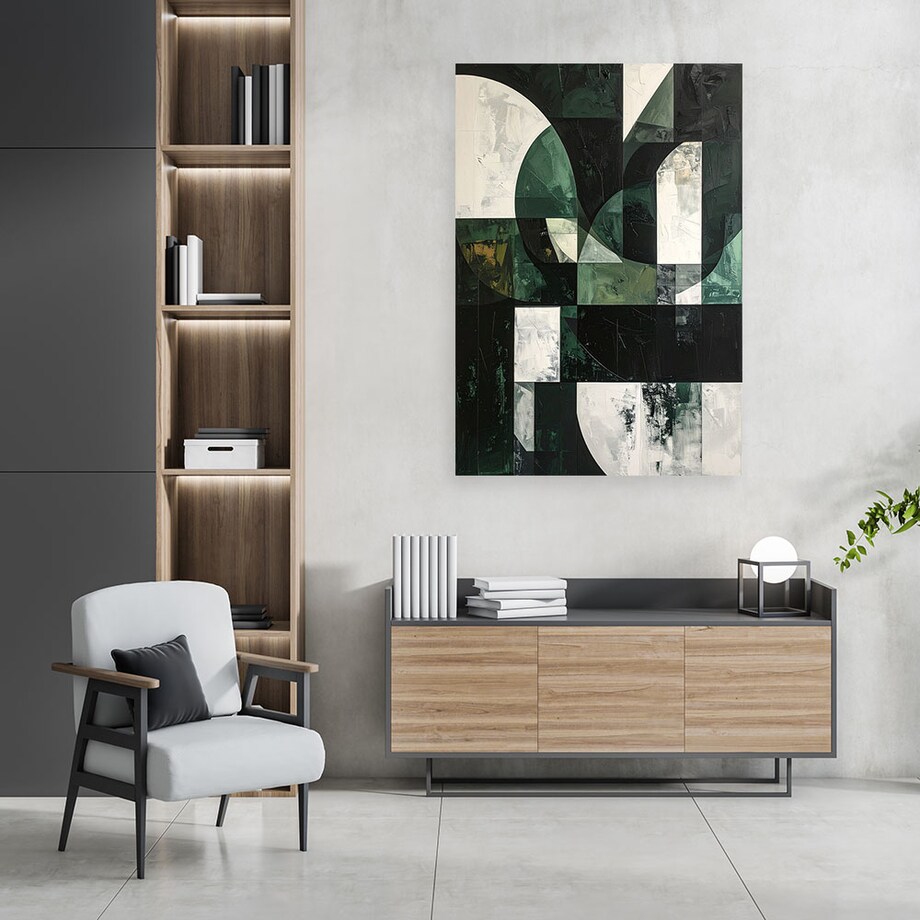 Obraz do salonu sypialni biura, Abstrakcja kształty geometryczne zielony