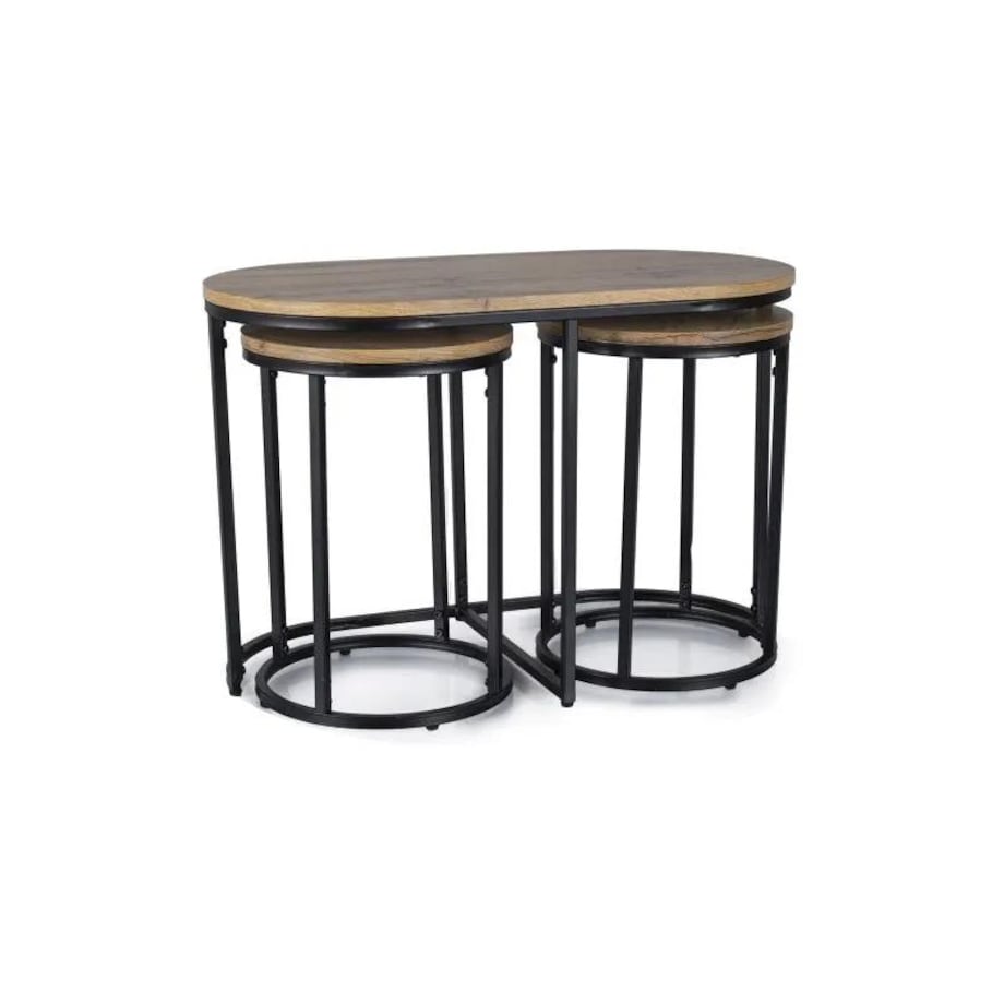 Zestaw 3 ław TWIX dąb artisan/czarny mat