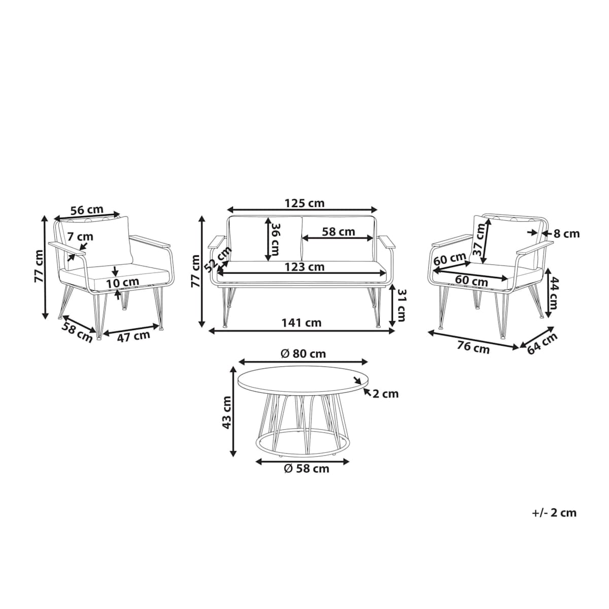 Zestaw ogrodowy 4-osobowy biało-beżowy MONTESILVANO